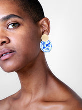 Load image into Gallery viewer, Enamel Earrings - Kinoko Marble Blue
