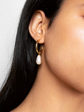 Load image into Gallery viewer, Pearl Hoop Earrings - M.I.M. Earrings
