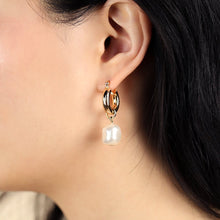 Load image into Gallery viewer, Pearl Hoop Earrings - Sara

